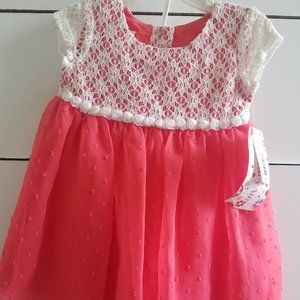 Infant Girl Ivory Lace Coral Dress